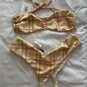 Dippin daisy’s Orange and Cream Plaid Bikini